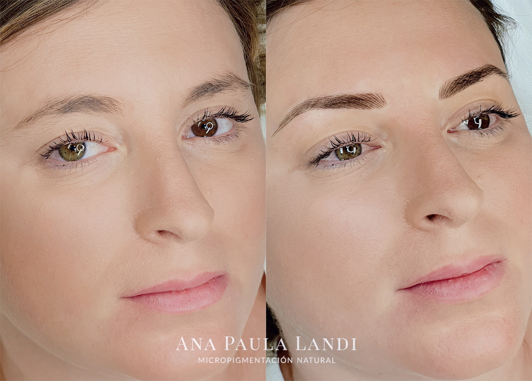 antes y después de micropigmentación pelo a pelo por Ana Paula Landi